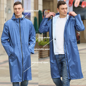 Biểu tượng tù<span class=keywords><strong>y</strong></span> chỉnh unisex Polyester Áo mưa màu đen dài mưa áo khoác trùm đầu áo mưa với dâ<span class=keywords><strong>y</strong></span> kéo không thấm nước & có thể điều chỉnh eo ban nhạc - Product Image 3