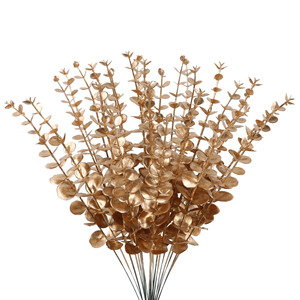 Feuilles d'eucalyptus artificielles à tige unique pour la décoration florale de la maison et des mariages, aménagement de l'agencement, verdure en gros - Product Image 2