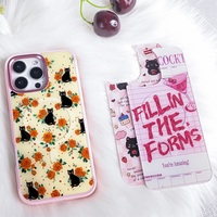 Coque de téléphone à panneau arrière magnétique remplaçable pour Iphone17/17pro/17promax/17air avec le chat à fleurs colorées dorées