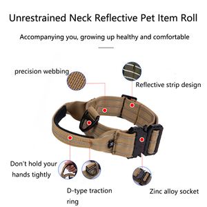 Gran oferta, mango de fibra de poliéster reflectante ajustable de alta calidad, hebilla de Metal resistente, collares tácticos medianos grandes para perros - Product Image 2