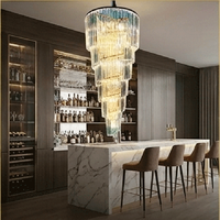 Lustre de luxe en cristal, lampe à cascade longue pour escalier, lustre suspendu sur mesure pour duplex, manoir, salon