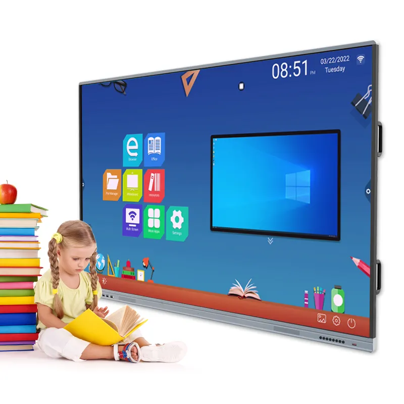 LT 65 inç 75 inç interaktif dijital beyaz tahta sistemi Android rüzgarlar çift sistem akıllı beyaz tahta okul için