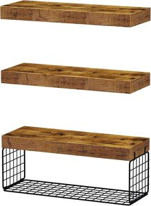 Estantes de Baño Sobre el Inodoro - Estantes Flotantes Montados en la Pared, Almacenamiento de Papel Higiénico, Decoración Rústica Pequeña, Juego de <span class=keywords><strong>3</strong></span> Estantes de 16 Pulgadas - Product Image 2