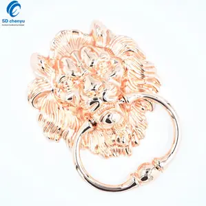 Wholesale Decorative Rose Gold Metal Lion Head Door Knocker Pulls Handles for Furniture