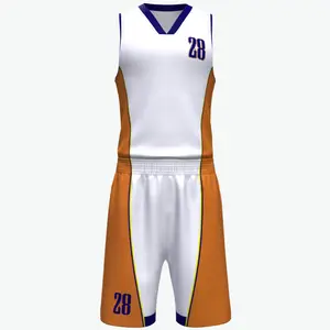 Wholesale Basketball Shirt V-neck Basketball Suit Sewed Vintage Sublimated Custom Basketball Uniform For Girls