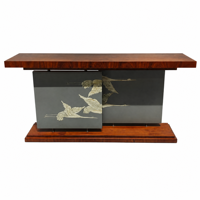 Table console moderne à hauteur réglable, faite à la main, avec plateau en métal et panneau décoratif Crane Art, taille personnalisée, OEM ODM, mobilier de salon d'usine