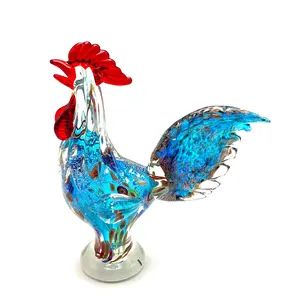 玻璃摆件装饰穆拉诺玻璃鸡鸡雕塑手工吹制玻璃动物雕像