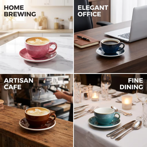 Tazas <span class=keywords><strong>de</strong></span> Cerámica Retro para Café y Té con Plato Kingze Personalizables para Restaurante 75ml 200ml 250ml 300ml 350ml - Product Image 4