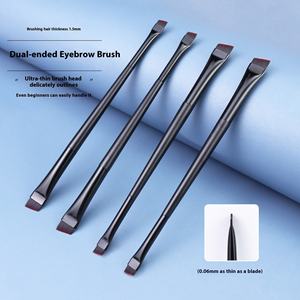 Outil de beauté 2-en-1 <span class=keywords><strong>Pinceau</strong></span> de maquillage à double extrémité <span class=keywords><strong>Ultra</strong></span>-mince <span class=keywords><strong>Ultra</strong></span>-<span class=keywords><strong>fin</strong></span> à poils doux tête oblique plat sourcil Eyeliner Gel Brush - Product Image 4