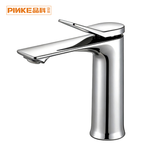 Robinet de salle de bain monocommande monotrou en alliage de zinc chromé, design moderne et contemporain, avec cartouche en céramique et débit contrôlé - Product Image 1