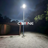 Farola Solar LED Cishine IP65 Impermeable, Todo en Uno, con Iluminación de Cuatro Lados, Amplia Área de Iluminación, Ahorro de Energía para Iluminación Vial