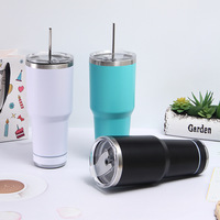 Tumbler Stainless Steel 30oz dengan Speaker, Cangkir Musik Pintar Portabel dengan Sedotan dan Tutup