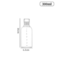 Bouteille d'eau en verre transparente sans BPA de 500 ml et 1000 ml avec marqueur de temps et bouchon à bouton-poussoir pour les voyages