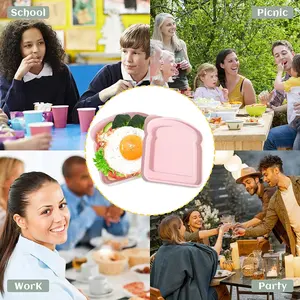 Boîte à lunch portable en fibre de bambou en forme de toast avec couvercle, boîte à sandwich pour pain grillé, boîte à bento grande capacité pour cuisine, pique-nique en plein air - Product Image 5