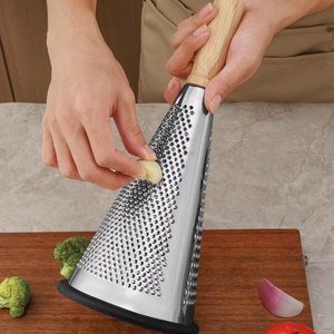 Stainless Steel 3-Sided Kitchen Grater Cheese Veggie Spiralizer Cheese Slicer Cucumber Slicer with Wood Handle - Product Image 6