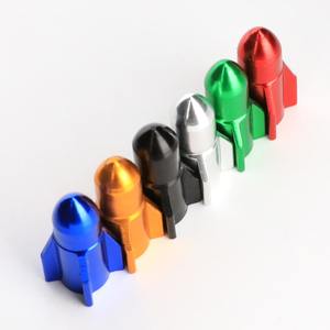 Capuchons de valve de pneu de voiture en aluminium usiné CNC de haute précision, style fusée, service OEM inclus, pièces pour moto - Product Image 2