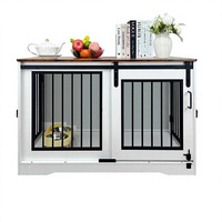 Meuble pour chien style porte de grange, en bois, avec porte coulissante, pour chiens de taille moyenne à grande, pour salon intérieur