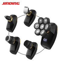 Rasoir électrique multifonction pour homme, rechargeable par USB, avec sept lames, brosse pour crâne chauve et tondeuse à poils de nez
