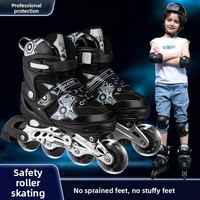 Ensemble de patins à roulettes en ligne ajustables et lumineux pour enfants, avec roues en PU et tissu en maille, pour filles et garçons, fourni par l'usine