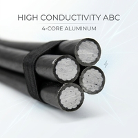 Câble aérien isolé autoportant en aluminium ABC, lignes de distribution d'énergie 0,6/1 kV 600 V XLPE PVC