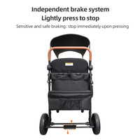 Stroller Bayi Kembar Berkualitas Tinggi untuk Camper Van, Rangka Baja, Lipat, Dorong-Tarik, Duduk, untuk Berkemah di Luar Ruangan