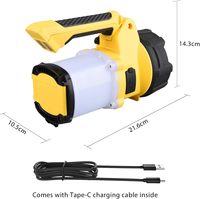 LONLEEYU Lampe torche LED rechargeable 3-en-1, 6 modes, étanche IP65, durable, haute puissance, portable, pour le camping