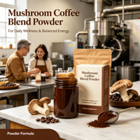 Poudre de café complexe aux champignons pour adultes, mélange de crinière de lion et de cordyceps, naturel, sans conservateurs