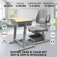 Bureau et chaise d'école pliants réglables en hauteur, table de sieste inclinable pour étudiants, 60x40cm, cadre en métal MDF