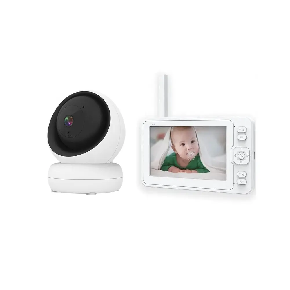 Câmera sem fio de visão noturna, 1080p com áudio inteligente, 5 polegadas, monitor de bebê com tela