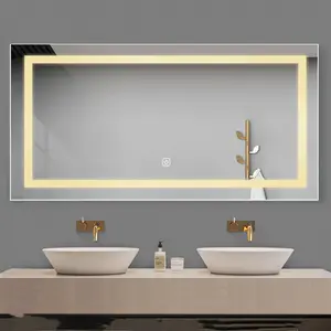 Популярное декоративное зеркало Esejos без тумана для ванной комнаты, настенное светодиодное зеркало с сенсорным экраном и подсветкой для домашнего декора