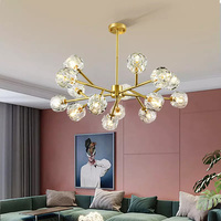 Lustre LED de luxe moderne en cristal doré lampe suspendue en acrylique télécommande pour salon salle à manger