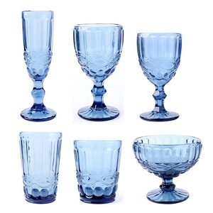 8.5 10.5 OZ سادة آلة الصحافة تنقش الكريستال أواني الطعام الأحمر القدح طقم زجاجات النبيذ - Product Image 1