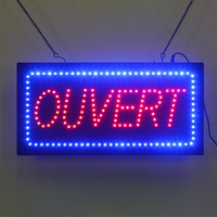 Panneau publicitaire LED matriciel à lettres rouges 24*48CM, affichage suspendu pour vitrine de magasin de détail francophone