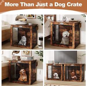 กรงสุนัขไม้ โครงสร้างแข็งแรง ขนาดเล็ก พร้อมประตูคู่และกุญแจ สไตล์ชนบท แข็งแรงมั่นคง ประกอบง่าย - Product Image 6