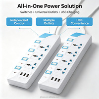Stop Kontak Multifungsi 6-in-1 yang Aman dan Stabil, Stop Kontak Universal AC dan 3 Port USB untuk Penggunaan Sehari-hari