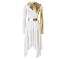 Robe longue de danse de louange populaire pour adulte, à manches longues métalliques, tenue de scène lyrique pour femme, robe de performance de danse