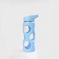 Bouteille d'eau en verre borosilicate de haute qualité, écologique, unique, transparente, à large ouverture, résistante à l'eau bouillante, avec poignée