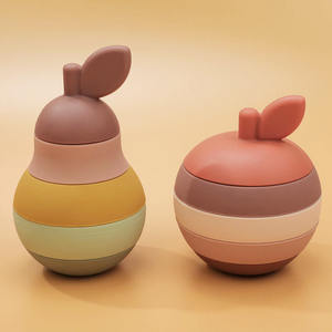 ของเล่นซิลิโคนแบบซ้อนได้สำหรับเด็กทารกและเด็กเล็ก บล็อกสร้างสมดุลหลากสีสันเพื่อการศึกษาสำหรับเด็กเล็ก - Product Image 5