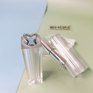 Tube de rouge à lèvres transparent avec capuchon en forme de cœur, emballage vide pour baume à lèvres, étui cosmétique en ABS, estampage à chaud - Product Image 3