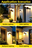 Lampe murale solaire carrée en aluminium moulé sous pression avec abat-jour en PC, installation murale facile pour jardin extérieur, villa
