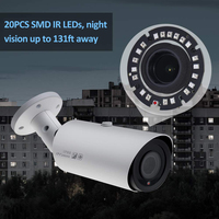 Caméra de surveillance CCTV 4K avec zoom motorisé 4X, H.265, IP66, caméra de sécurité avec microphone intégré et emplacement pour carte SD, détection de mouvement