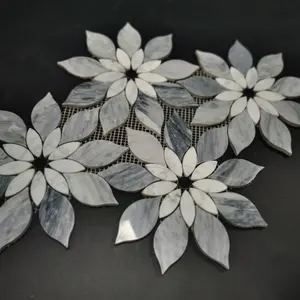 새로운 디자인 꽃 인테리어 벽 장식 대리석 모자이크 대리석 모자이크 타일