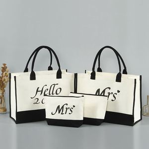 2-Piece Set Eco-friendly Canvas Tote Shopping <b>Bag</b> Large Capacity Letter Canvas <b>Bags</b> for Daily Advertising - Product Image 3