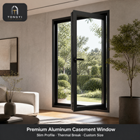 Fenêtre à battant en aluminium noir, double vitrage, persienne trempée, moderne, pour villa, rail lisse, isolation thermique, étanche, insonorisée