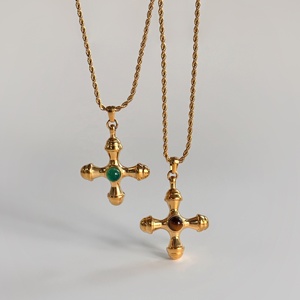 Conjunto de Joyería para Pareja Dazan 2023, Collar y Aretes con Cruz Egipcia Vintage, Chapado en Oro de 18k, Acero Inoxidable Antideslustre - Product Image 3