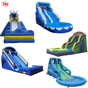 Château gonflable bleu commercial avec toboggan, prix usine, en PVC, pour saut et amusement - Product Image 1
