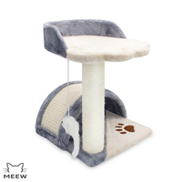 Petit arbre à chat avec perchoir et tunnel, griffoir en sisal naturel, jouet suspendu, meuble tour pour chaton d'intérieur