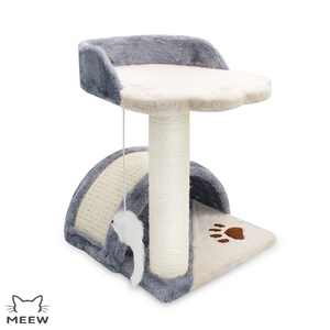 Kleiner Katzenbaum mit Liegeplatz und Tunnel, Kratzbaum aus Natur-Sisal, hängendes Spielzeug, Katzenmöbel für drinnen - Product Image 1