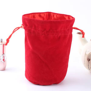 Bolsas y bolsas de terciopelo de fondo redondo negro/rojo/gris de 10x33cm, bolsa de regalo con cordón grande, bolsas de embalaje para botellas de vino - Product Image 1