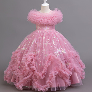 Da ragazza soffice farfalla di garza stampa a caldo splendido abito da principessa elegante per festa di compleanno - Product Image 5